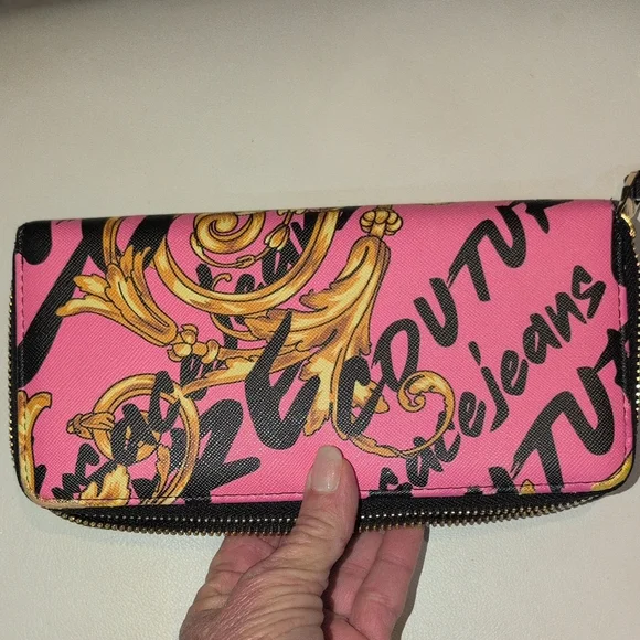 Versace Jeans Couture Pink, Gold, and Black Wallet - Picture 12 of 16